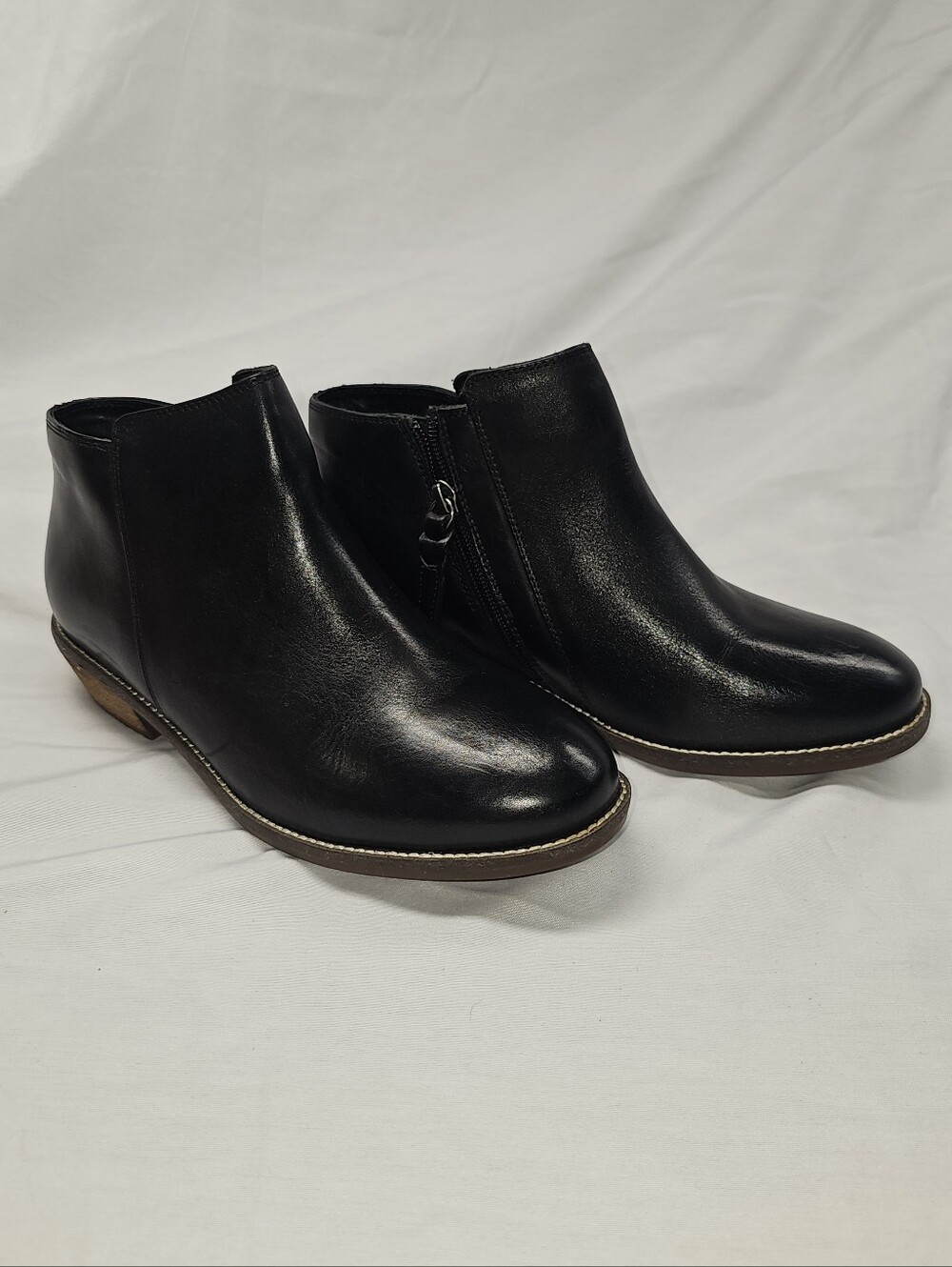 Softwalk Black Leather Ankle Boots - Classic Zip Side